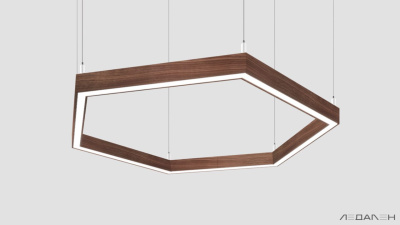 Шестиугольный светильник WOOD HEXAGON 4000K 80W, корпус Американский орех