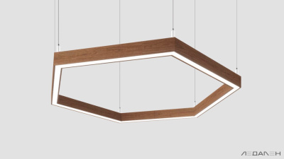 Шестиугольный светильник WOOD HEXAGON 6000K 80W, корпус Орех грецкий