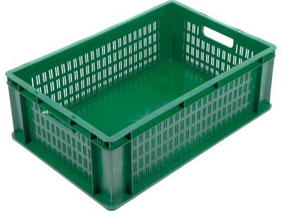 Ящик перфорированный 600×400×200, арт.: 6420-21, объём 40, зелёный, код: 26729