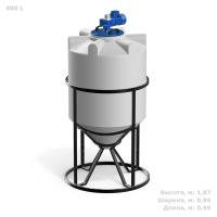 Емкость K 500 литров с лопастной мешалкой с обрешеткой