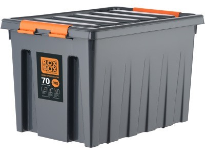 Ящик сплошной 589×396×355 мм, объем 70 л., арт.: Rox Box PRO 70Д, антрацит, код: 25342