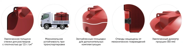 Емкость КАС 5000 TR с откидной крышкой красный