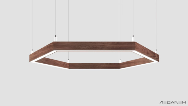 Шестиугольный светильник WOOD HEXAGON 4000K 80W, корпус Американский орех