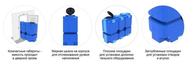 Емкость ST 2000л с откидной крышкой синяя в обрешетке 