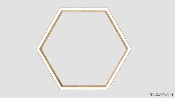 Шестиугольный светильник WOOD HEXAGON 6000K 80W, корпус Ясень оливковый