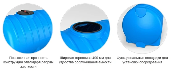 Емкость HR 2000л синяя с откидной крышкой 