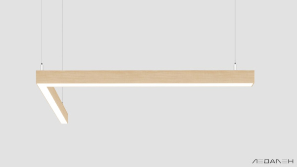 L-образный светильник WOOD ANGLE L 6000K 32W, корпус Ясень белый