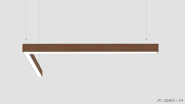 L-образный светильник WOOD ANGLE L 5000K 32W, корпус Орех грецкий