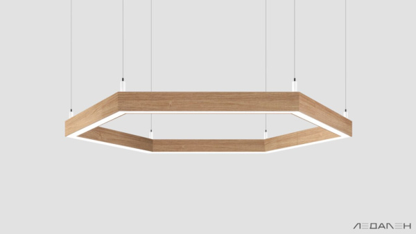 Шестиугольный светильник WOOD HEXAGON 5000K 80W, корпус Дуб